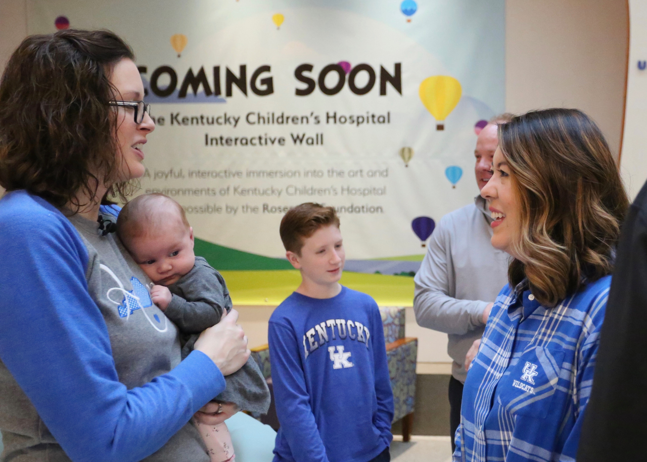 Sarah Howard and Liz Shemwell.

Sarah Howard and her family are presented with a vacation trip to the 2019 VRBO Citrus Bowl to cheer on the Kentucky Wildcats.

Photo by Noah J. Richter | UK Athletics