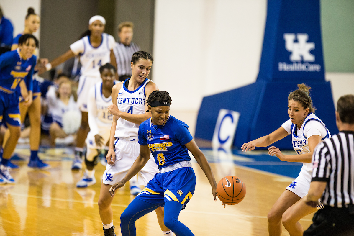 Maci Morris, Blair green

UK women's basketball beats Morehead State. 

Photo by Maddie Baker  | UK Athletics