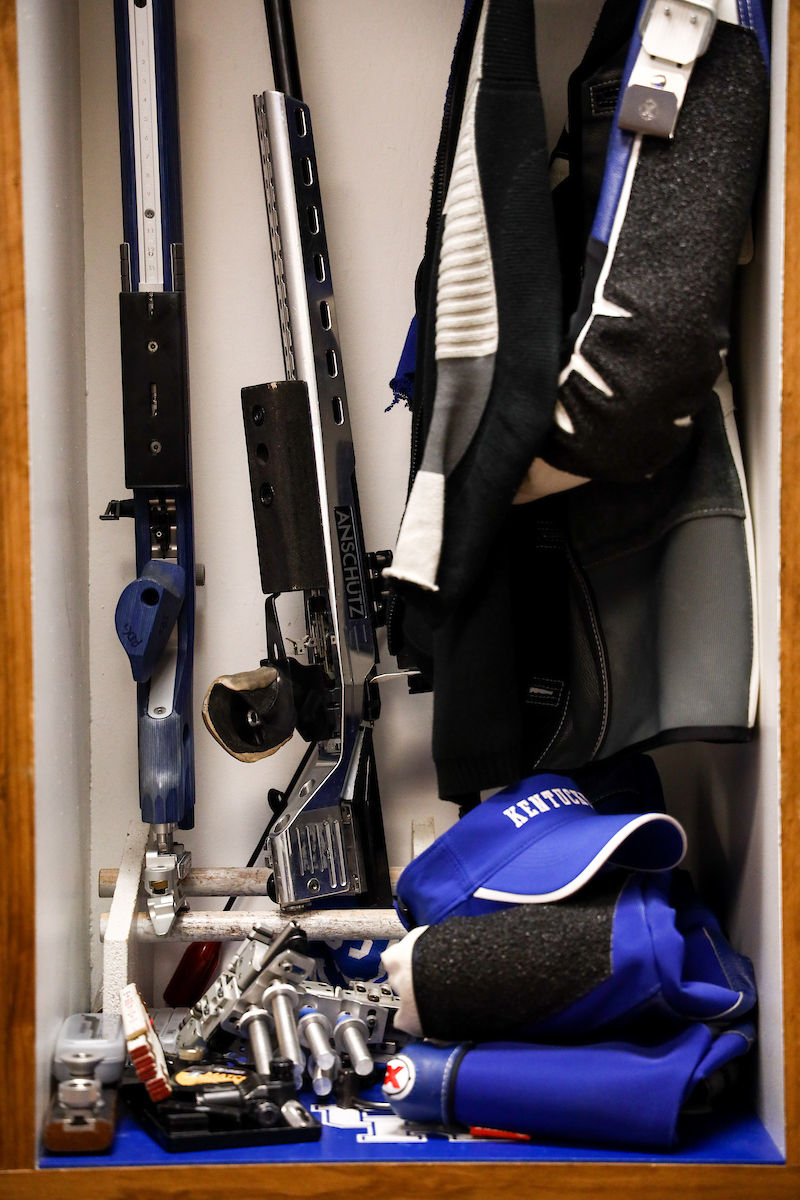 Locker. 

Kentucky vs Morehead State rifle.

Photo by Eddie Justice | UK Athletics