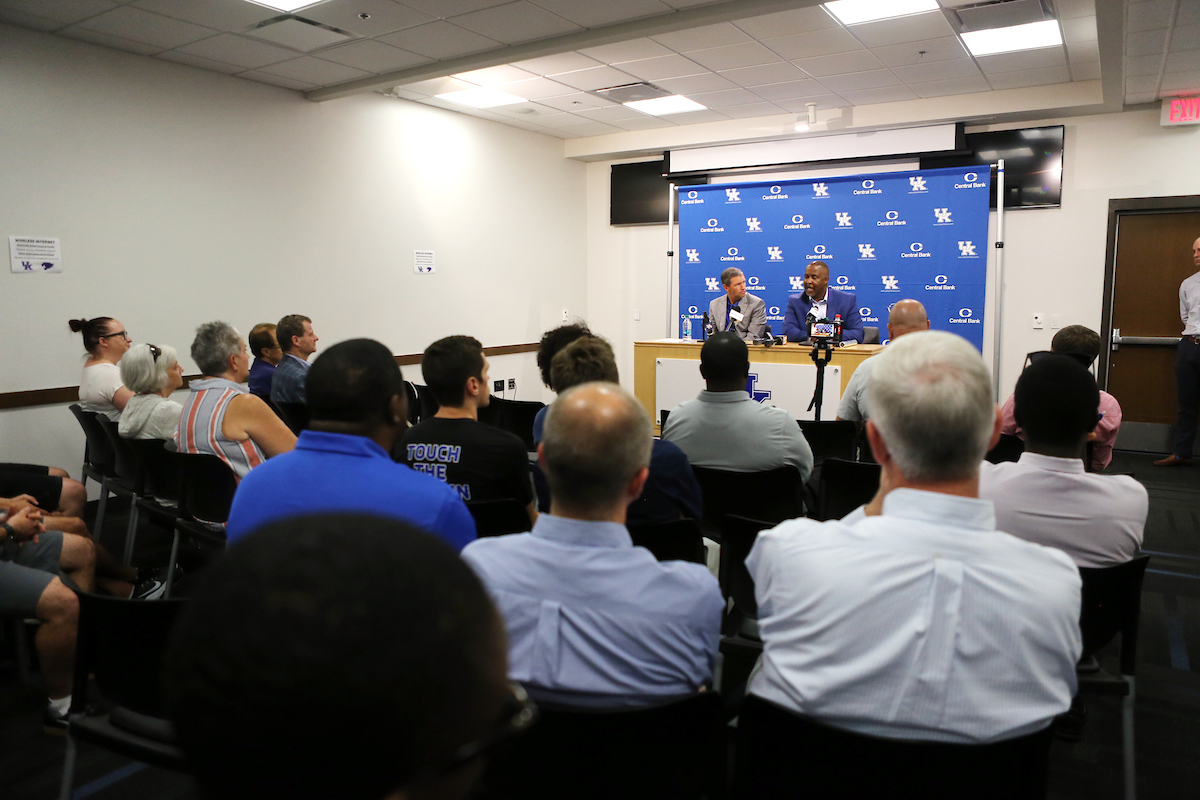 Mitch Barnhart announces new head Track and Field coach Lonnie Greene. 

Photo by Britney Howard | UK Athletics