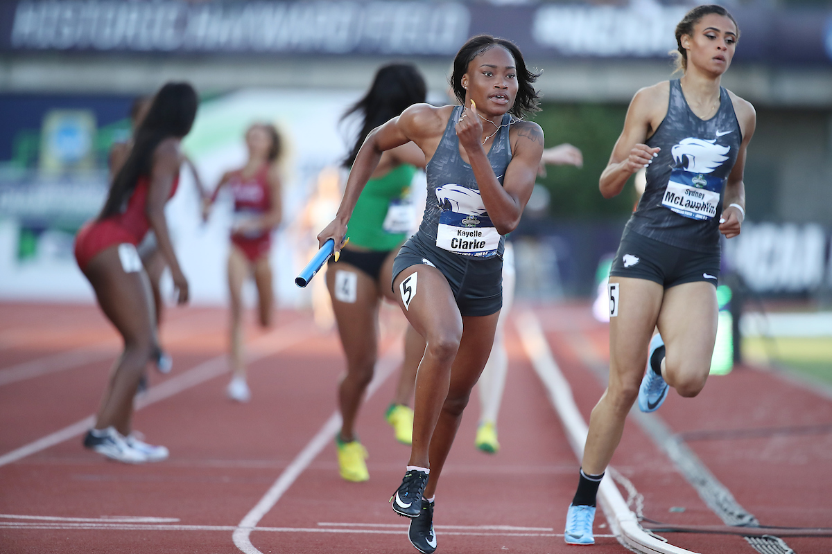 Kayelle Clarke. 4x400 relay

Day two of the NCAA Track and Field Outdoor National Championships. Eugene, Oregon. Thursday, June 7, 2018.

Photo by Chet White | UK Athletics