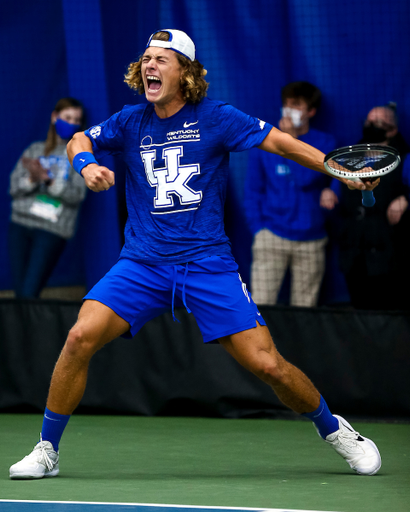 Liam Draxl. Celebration.

Kentucky swept Louisville 4-0. 

Photo by Eddie Justice | UK Athletics