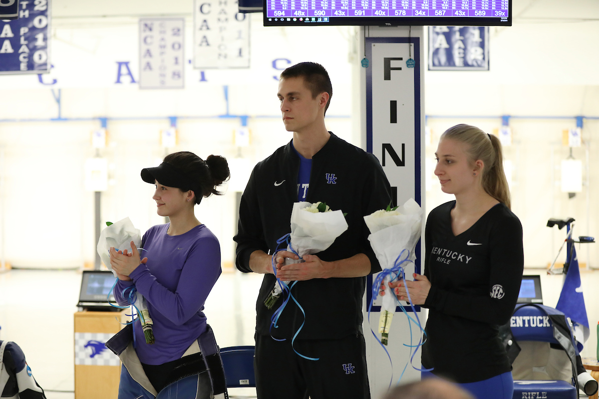 Cathryn Papasodora. Jason Spaude. Carmen Fry.

UK Rifle hosts Morehead State on Senior Day.

Photo by Quinn Foster | UK Athletics