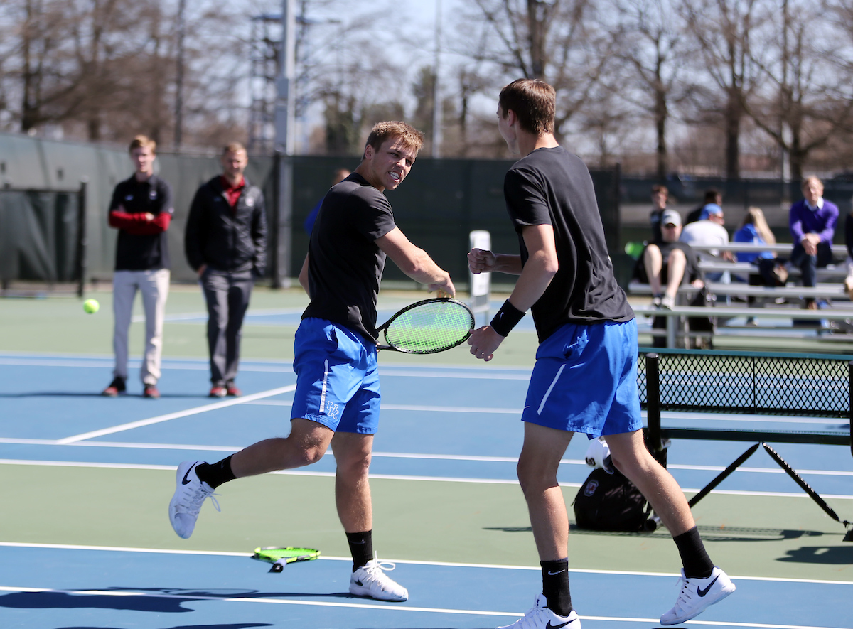 Gus Benson, Cesar Bourgois
The University of Kentucky men's tennis team faces South Carolina on Sunday, March 18, 2018 at The Boone Tennis Center. 

Photo by Britney Howard | UK Athletics