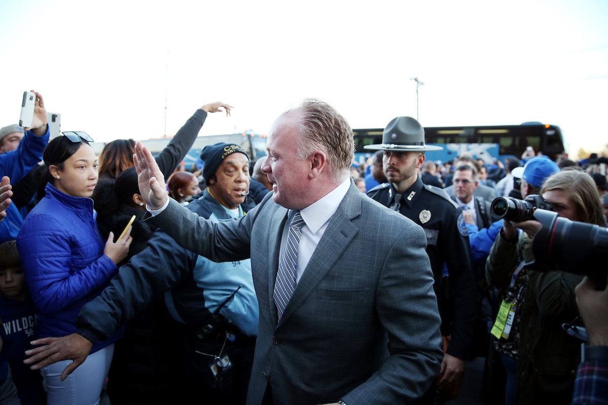 Mark Stoops

UK football beats Louisville 56-10 at Cardinal Stadium. 

Photo by Britney Howard  | UK Athletics