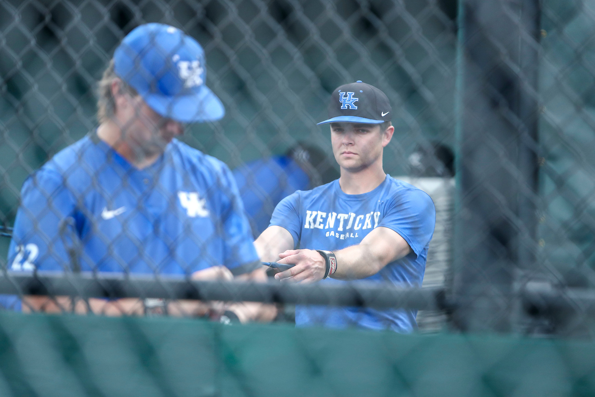 Evan Byers. 

Kentucky Baseball Practice at the 2022 SEC Tournament.

Photo by Sarah Caputi | UK Athletics