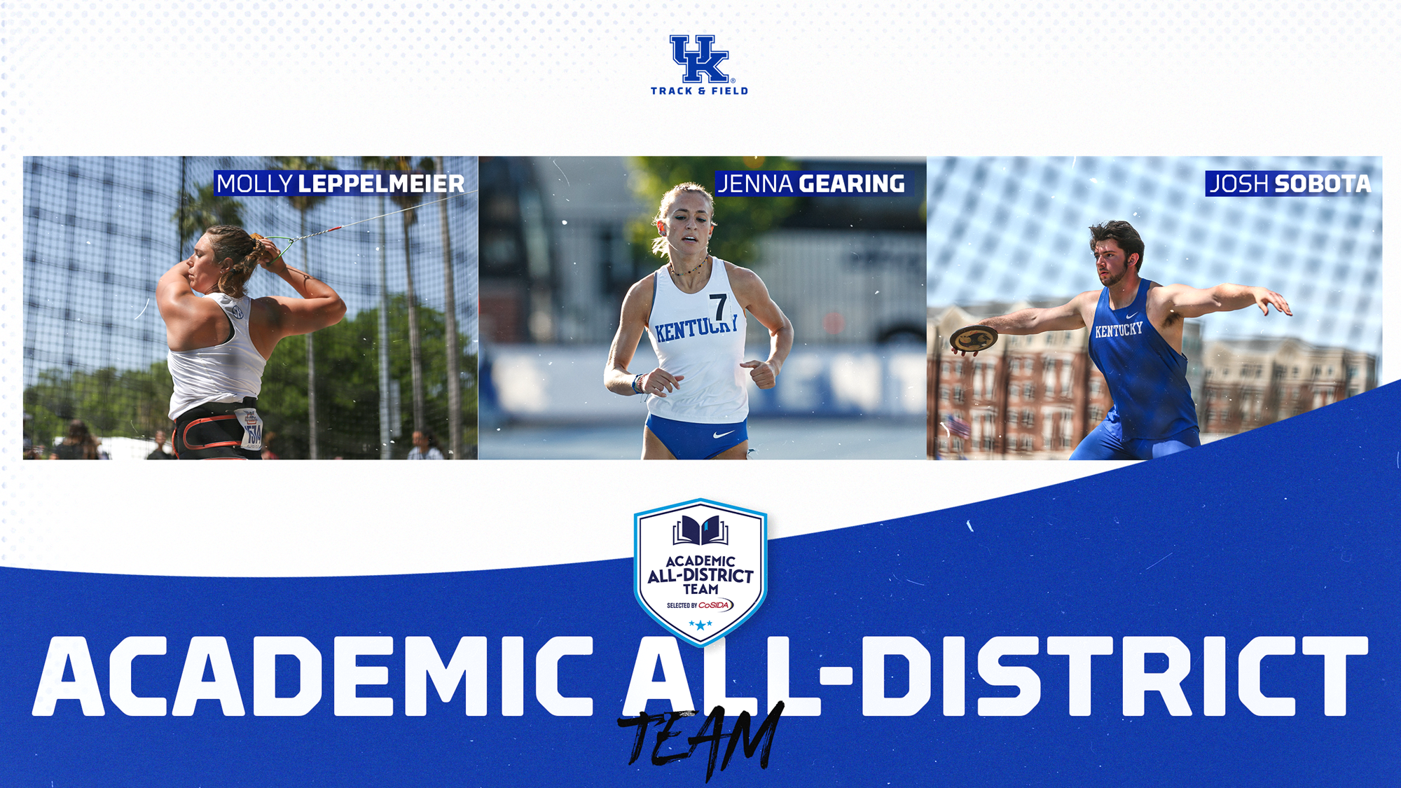 Gearing, Leppelmeier, Sobota Selected to CoSIDA Academic All-District Team