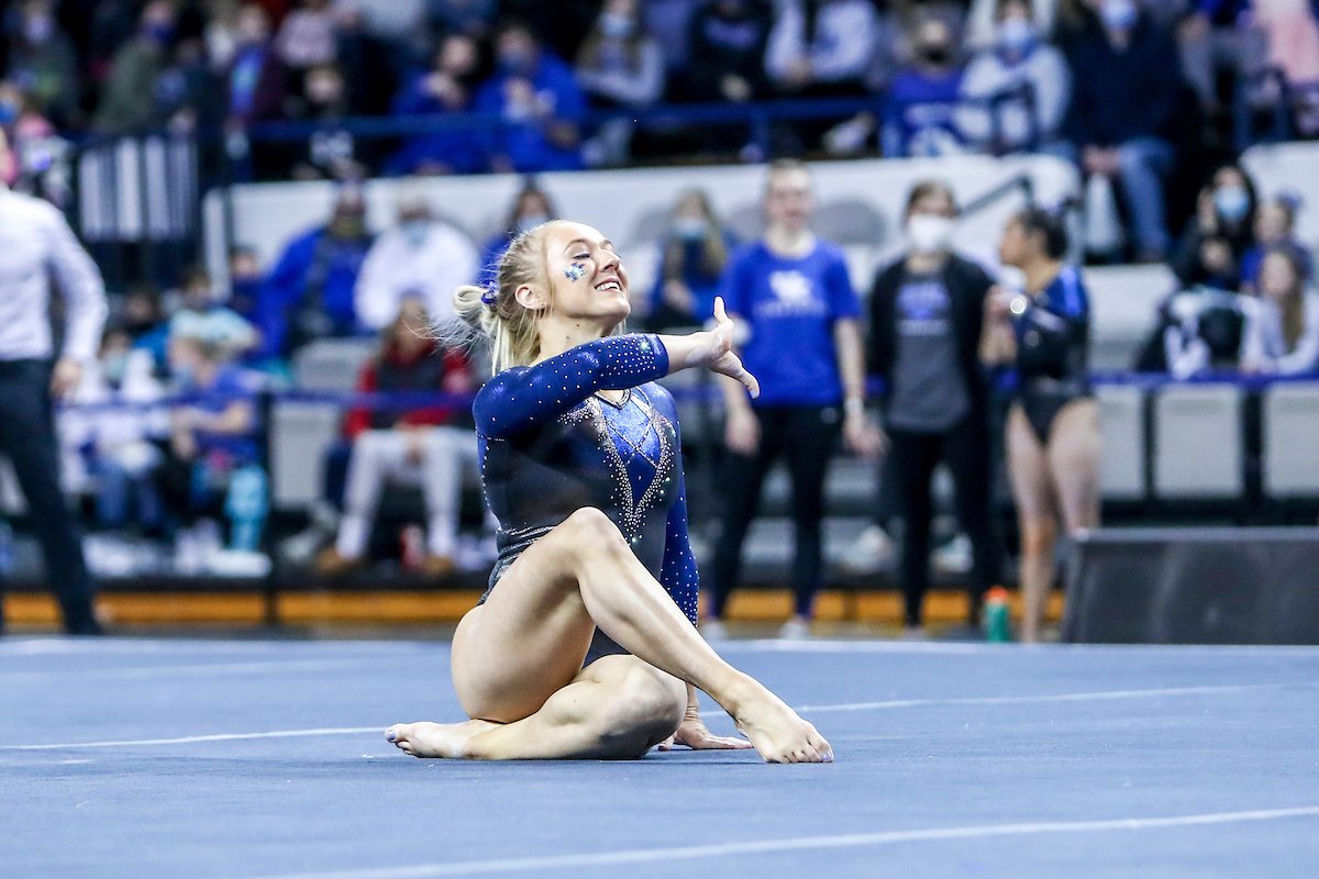 Hailey Davis.

Kentucky defeats Mizzou 197.450-196.875.

Photo by Sarah Caputi | UK Athletics