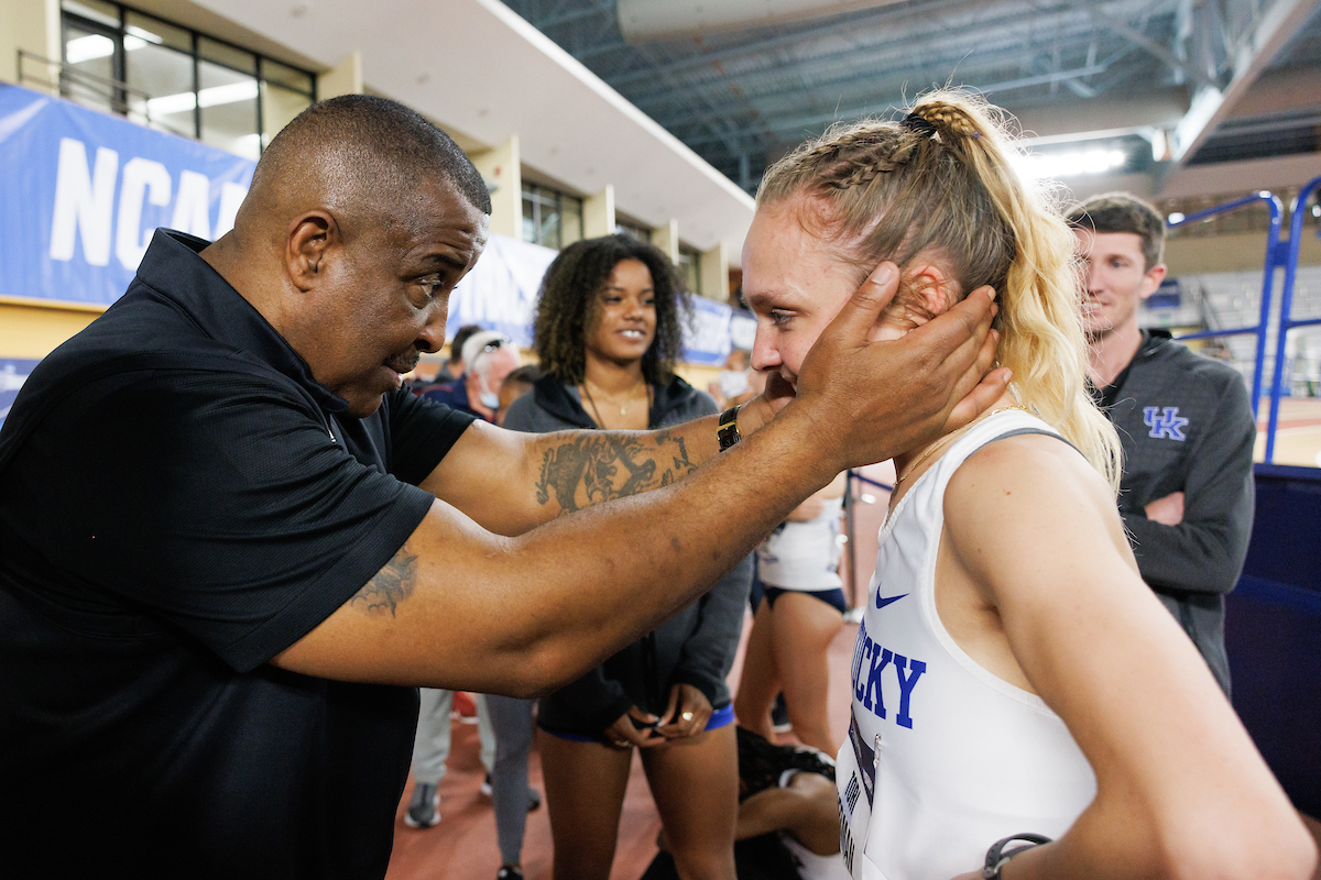 Coach Greene. Tori Herman.

Day 1 of NCAA Track and Field Championship.

Photo by Elliott Hess | UK Athletics