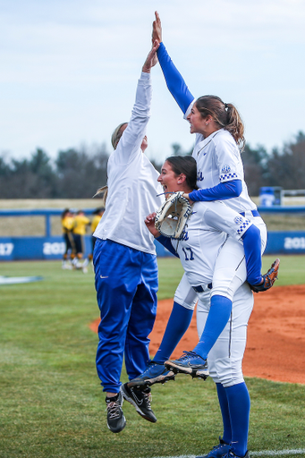 Coach Kristine Himes, Miranda Stoddard, and Sloan Gayan.

Kentucky loses to Michigan 8-0.

Photo by Sarah Caputi | UK Athletics