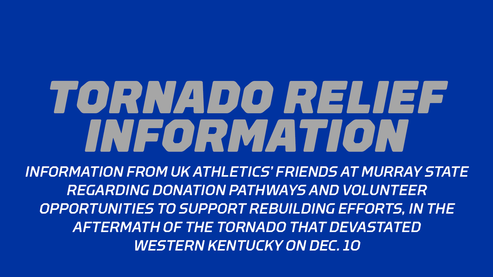 Tornado Relief Information from Murray State Athletics