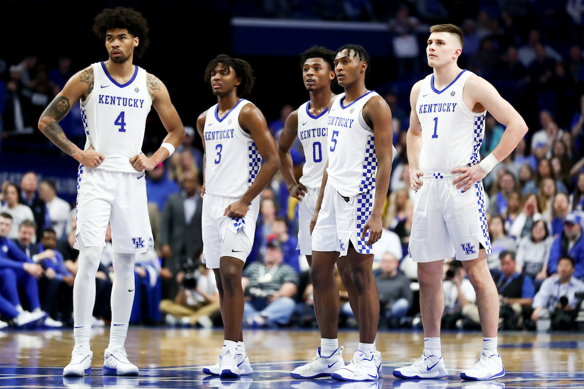 Team. Nick Richards. Tyrese Maxey. Ashton Hagans. Immanuel Quickley. Nate Sestina.

Kentucky beat Miss St. 80-72.

Photo by Elliott Hess | UK Athletics