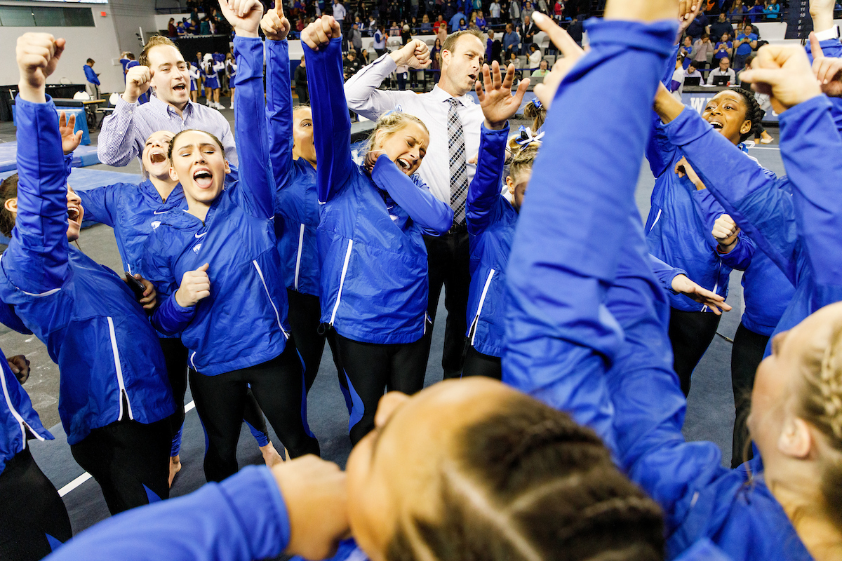 Team.


The University of Kentucky gymnastics team beats LSU, 197.150 - 196.025.

Photo by Elliott Hess | UK Athletics