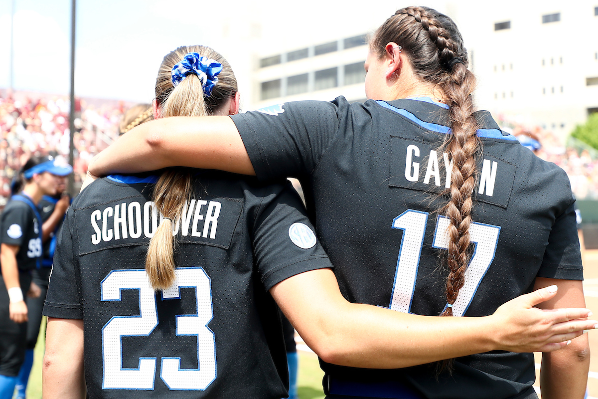 Stephanie Schoonover, Sloan Gayan.Kentucky defeats Virginia Tech 5-4.Photo by Grace Bradley | UK Athletics