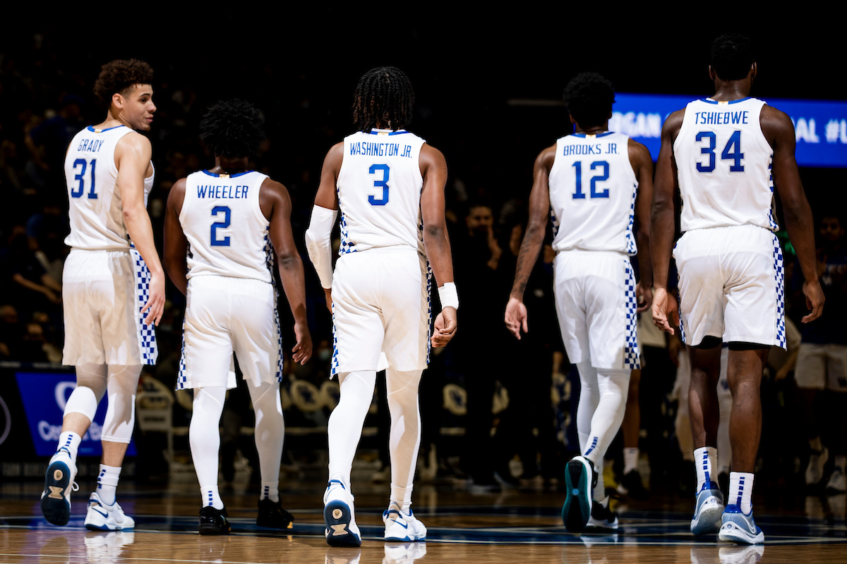 Kellan Grady. Sahvir Wheeler. TyTy Washington Jr. Keion Brooks Jr. Oscar Tshiebwe.

Kentucky beat Missouri 83-56.

Photos by Chet White | UK Athletics