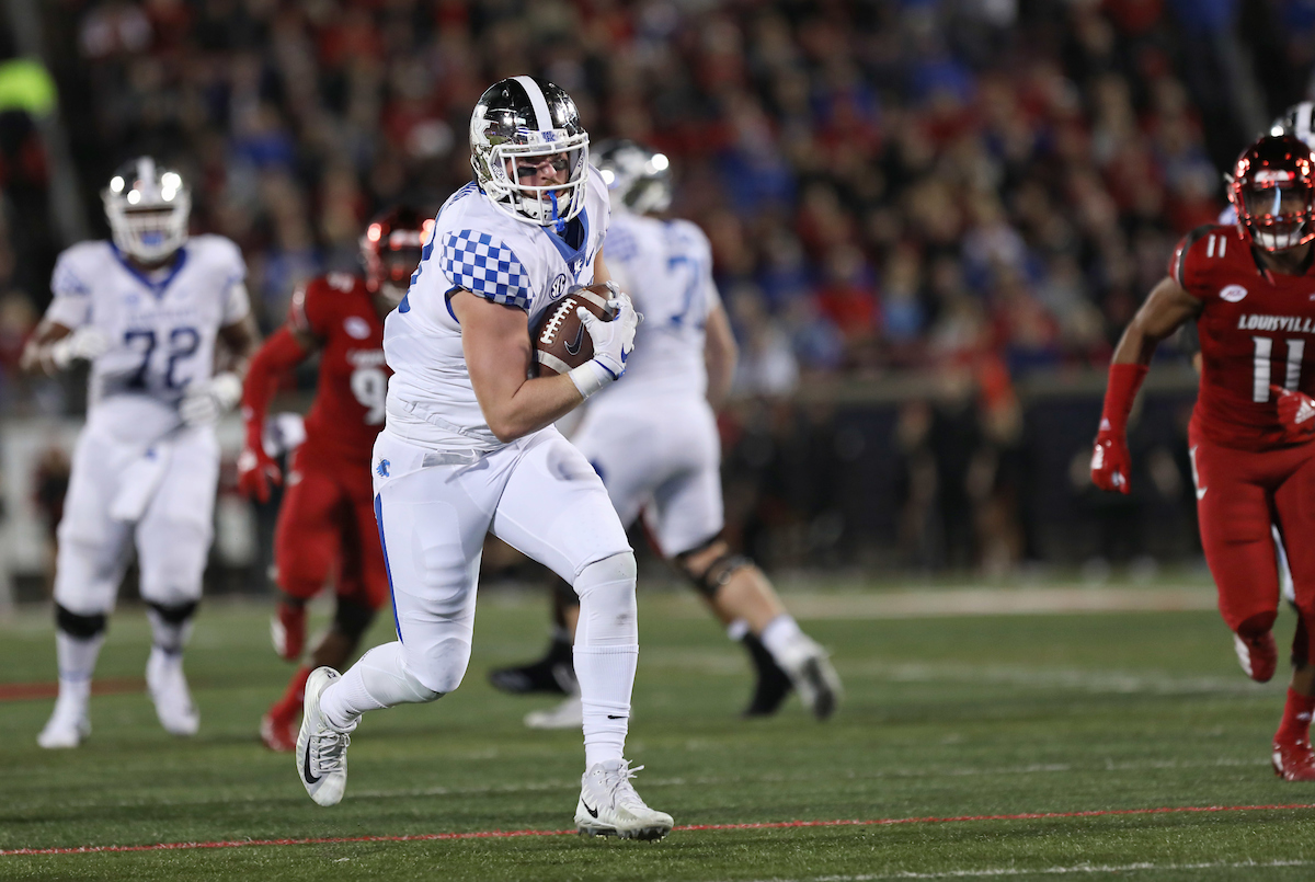C.J. Conrad

Kentucky Football beats Louisville at Cardinal Stadium 56-10.

Photo By Robert Burge l UK Athletics