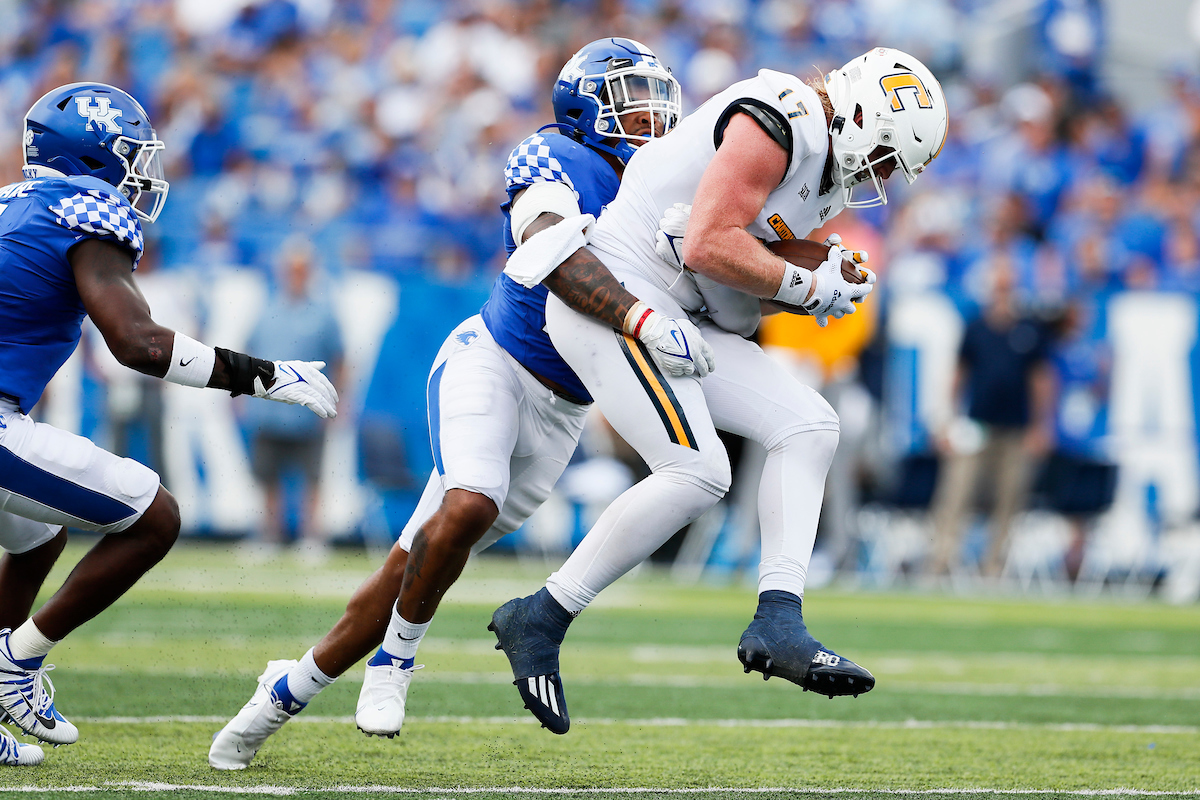 Defense.

UK beats UTC, 28-23.

Photos by Chet White | UK Athletics