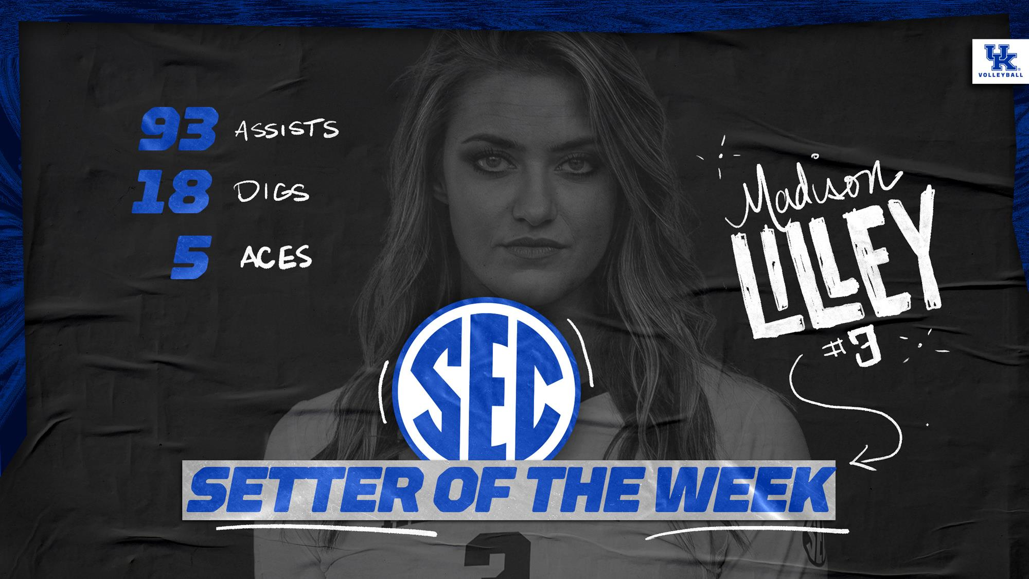 Lilley Crowned SEC Setter of the Week for Sixth Time This Season