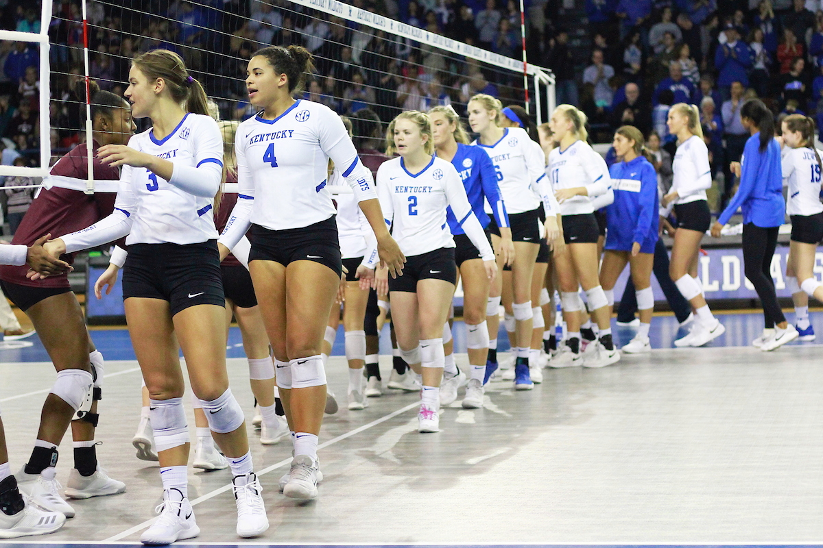 UK Volleyball sweeps Mississippi State 3-0 on Friday, November 9th, 2018 at Memorial Coliseum in Lexington, Ky.

Photo by Alex Martens.