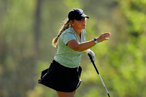 Jensen Castle of the United States checks the wind from the No. 3 tee during the second round of the Augusta National Women's Amateur at Champions Retreat Golf Club, Thursday, March 31, 2022.