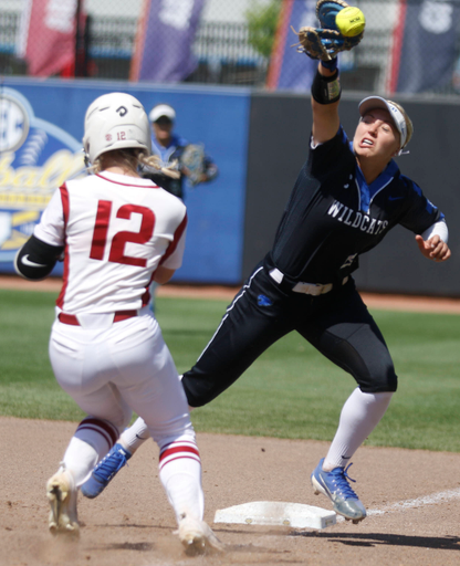 Images of the Kentucky softball team facing off against the University of Arkansas during the first round of the SEC softball tournament at the Mizzou Softball Stadium on Wednesday, May 9, 2018 in Columbia. 
