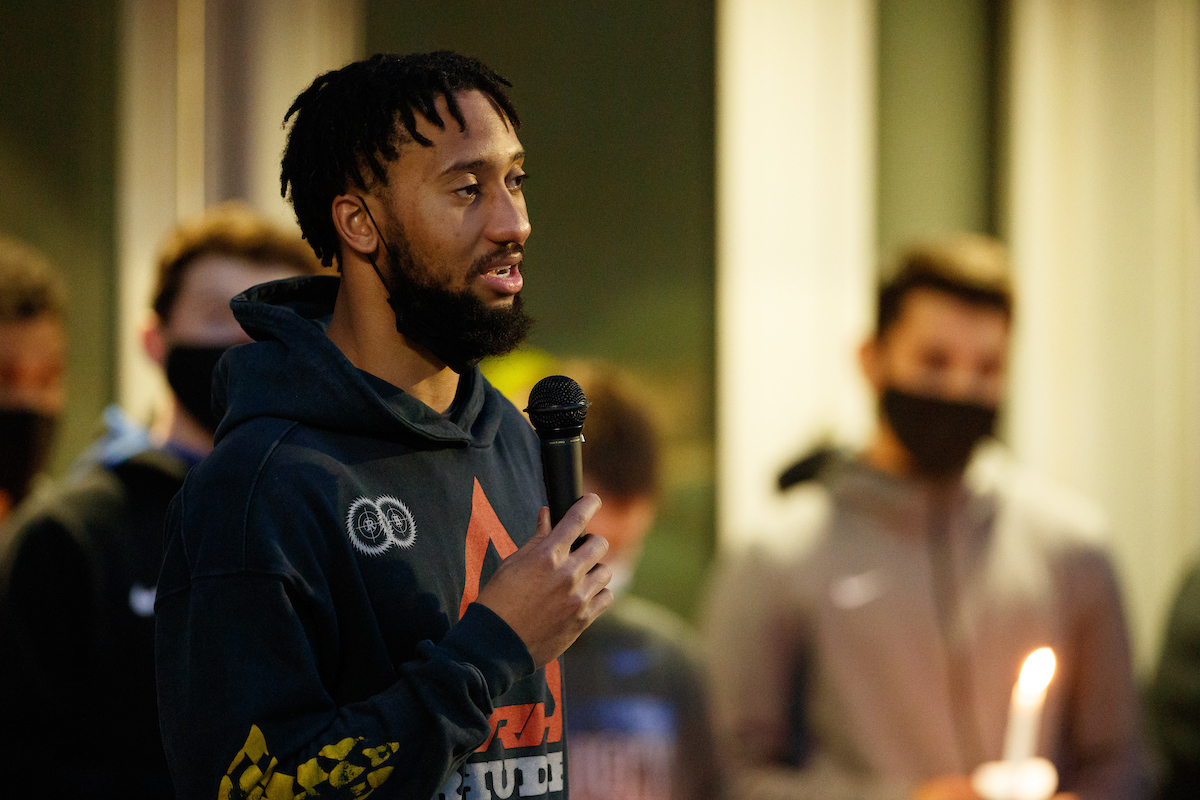 Davion Mintz.

Terrence Clarke candlelight vigil.

Photo by Elliott Hess | UK Athletics