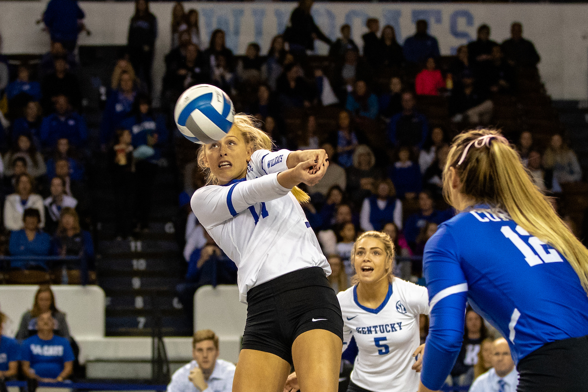 Alli Stumler (17)

UK volleyball defeats Alabama 3-0 at Memorial Coliseum on , Sunday Nov. 11, 2018  in Lexington, Ky. Photo by Mark Mahan