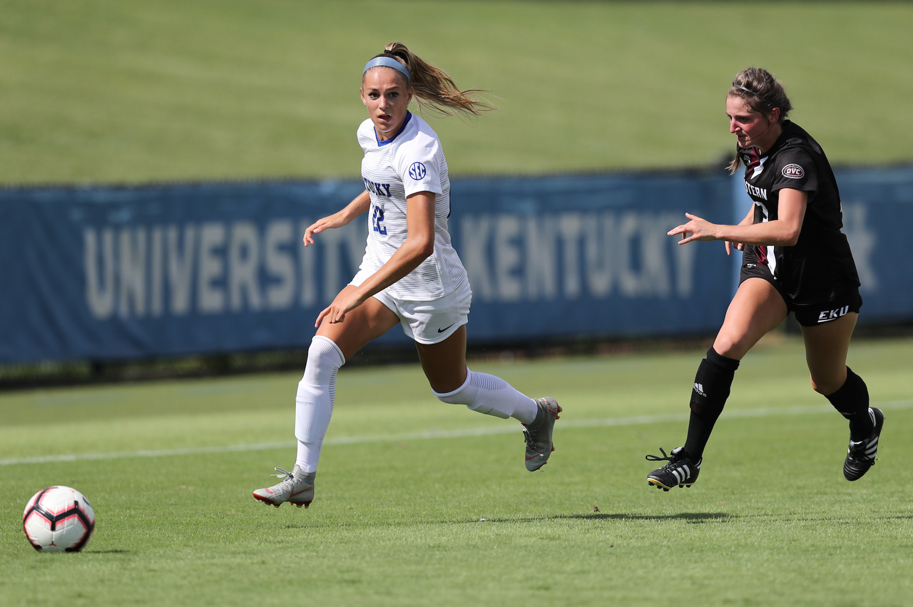ABBY STEINER.

The University of Kentucky women's soccer team falls to Eastern Kentucky 1-0 Sunday, September 2, at the Bell Soccer Complex in Lexington, Ky.

Photo by Elliott Hess | UK Athletics