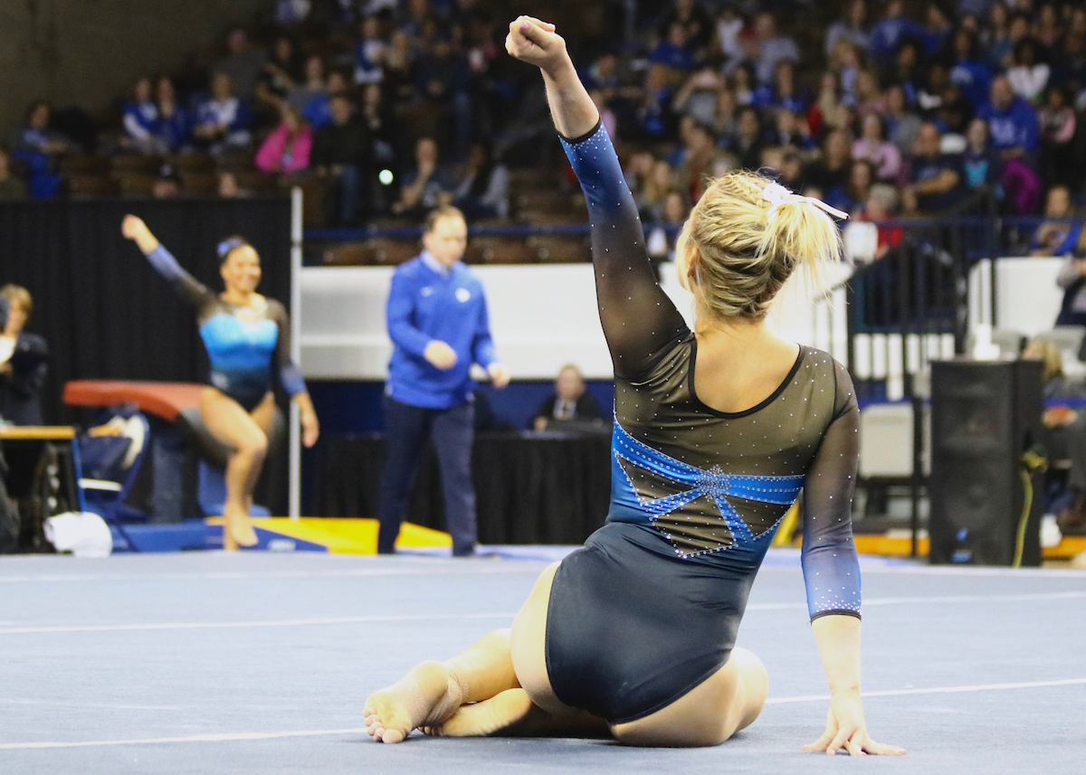 Alex Hyland.

The University of Kentucky gymnastics team falls to Auburn 196.000-196.125 on Friday, February 1st, 2019.

Photo by Noah J. Richter | UK Athletics