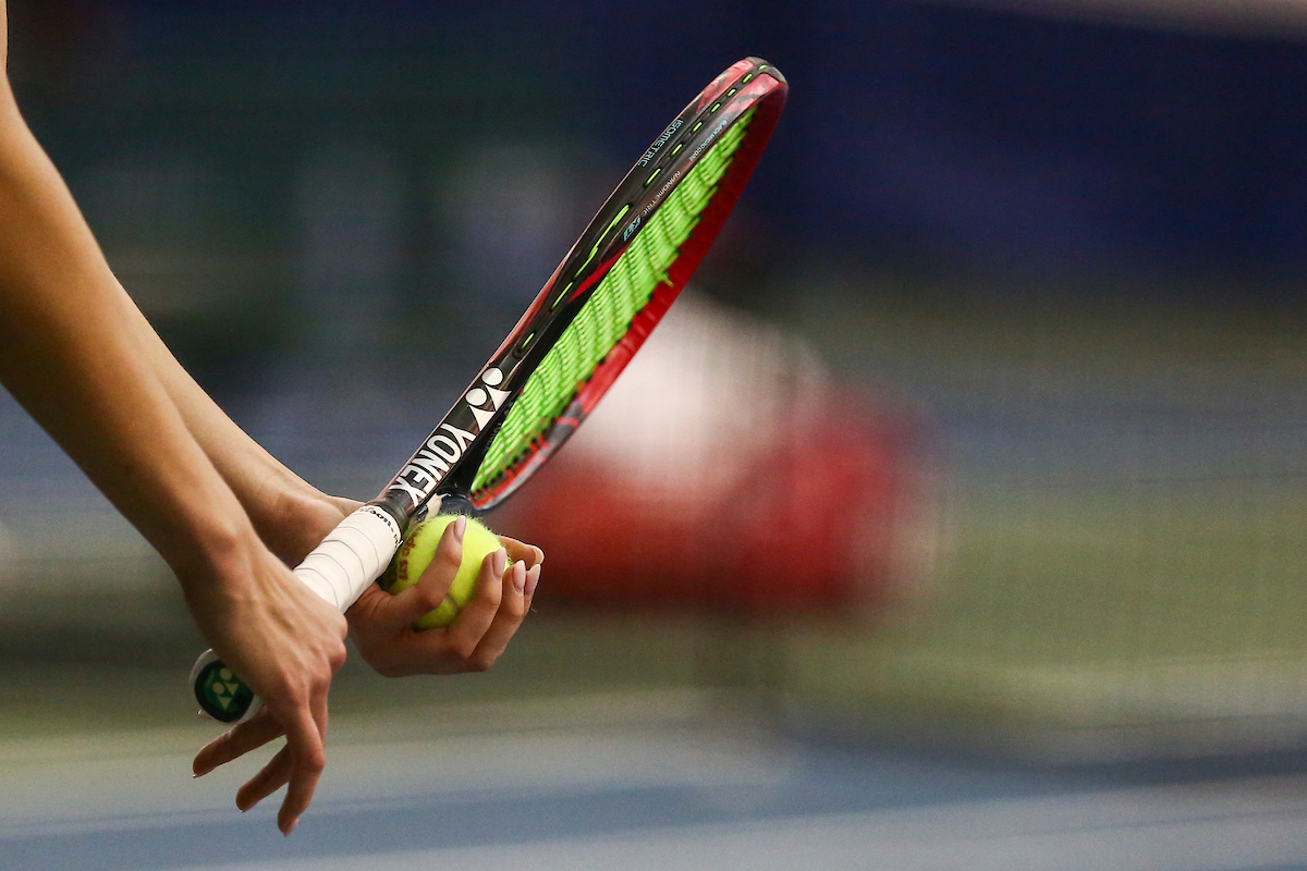 Racket and ball.

Kentucky beat Texas A&M 4-3.

Photo by Hannah Phillips | UK Athletics