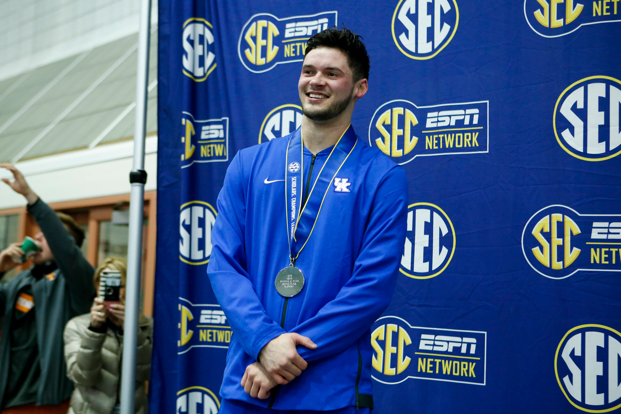 Photos from the afternoon portion of the final day of the 2019 SEC Swimming and Diving Championships in the Gabrielsen Natatorium at the University of Georgia in Athens, Ga., on Saturday, Feb. 23, 2019. (Casey Sykes)