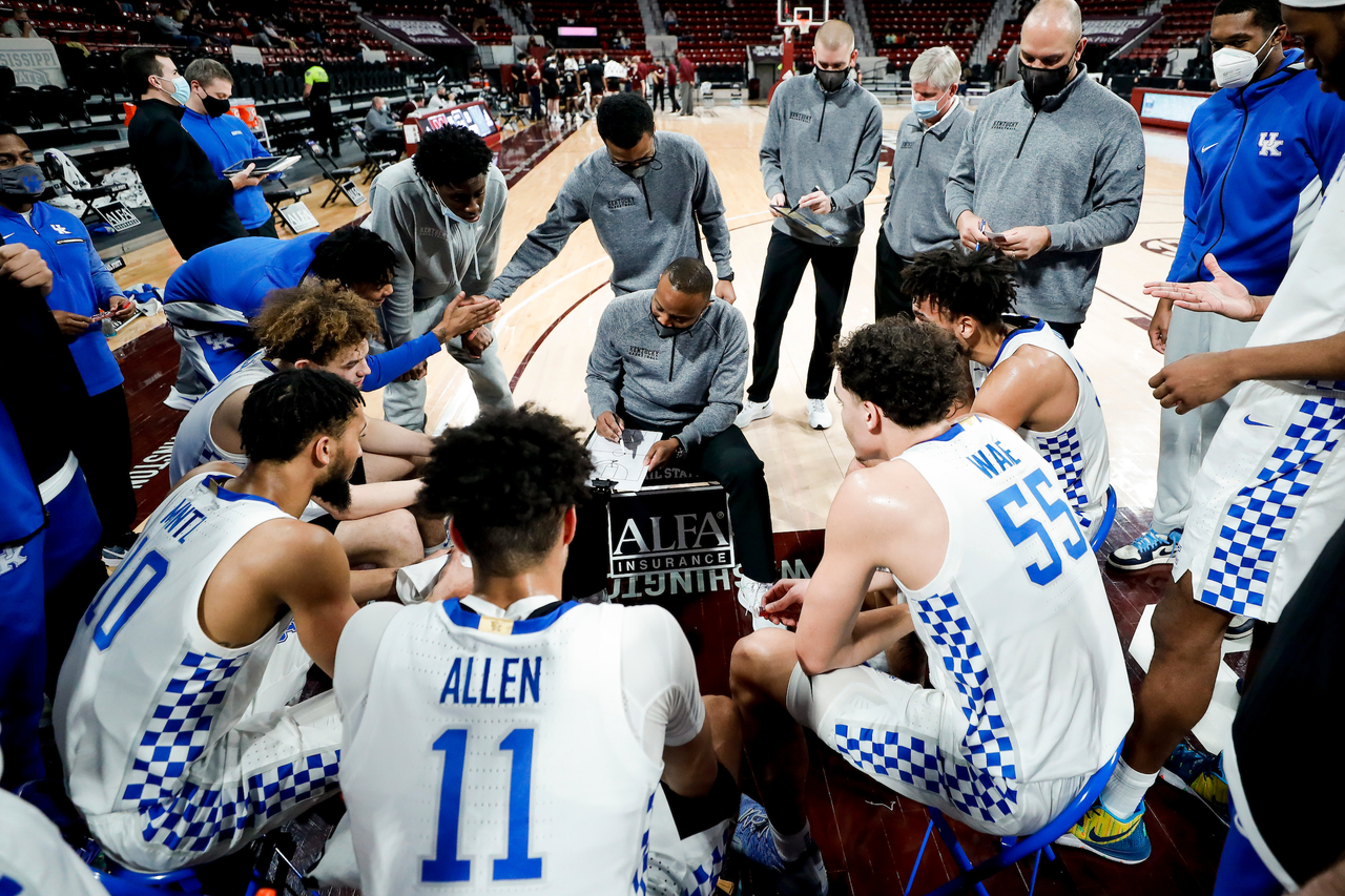 Bruiser Flint. Jai Lucas. Olivier Sarr. Lance Ware. Dontaie Allen. Davion Mintz. Devin Askew. Camâ??Ron Fletcher. Terrence Clarke. Joel Justus. John Robic. Tony Barbee. Keion Brooks Jr.

Kentucky beat Mississippi State 78-73 in Starkville.

Photo by Chet White | UK Athletics