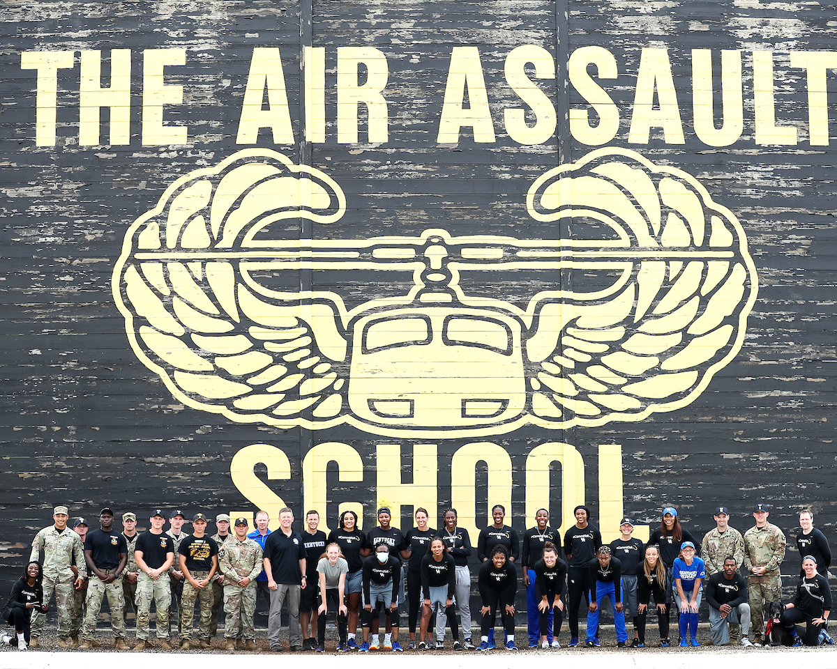 Airborne. Team. Group Photo.

Kentucky Women’s Basketball team bonding trip to Fort Campbell.

Photo by Eddie Justice | UK Athletics
