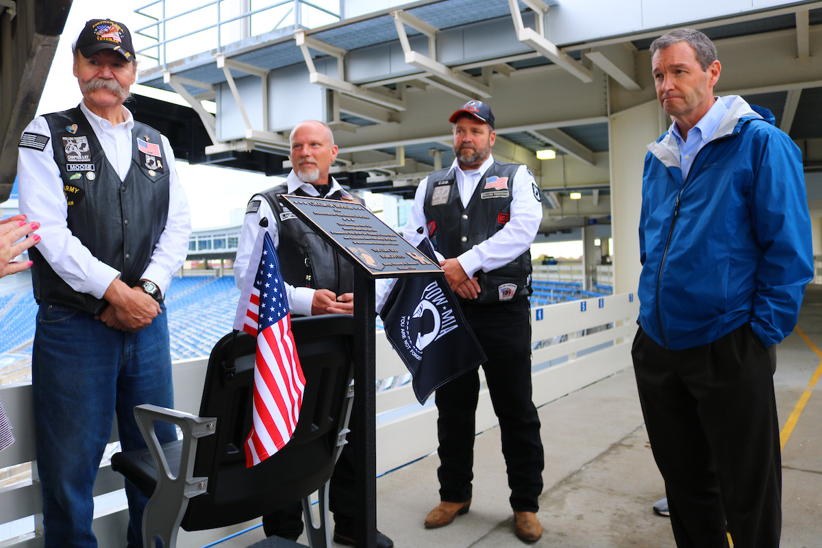 Four Chairs of Honor were dedicated by Rolling Thunder at Kroger Field in the four corners of the upper concourse on Thursday, November 1st, 2018.

Photos by Noah J. Richter | UK Athletics