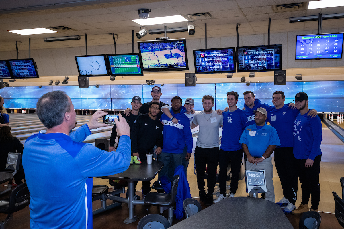 UK athletes bowl with members of Special Olympics at Collins Bowling Alley on , Saturday Dec. 8, 2018  in Lexington, Ky. Photo by Mark Mahan