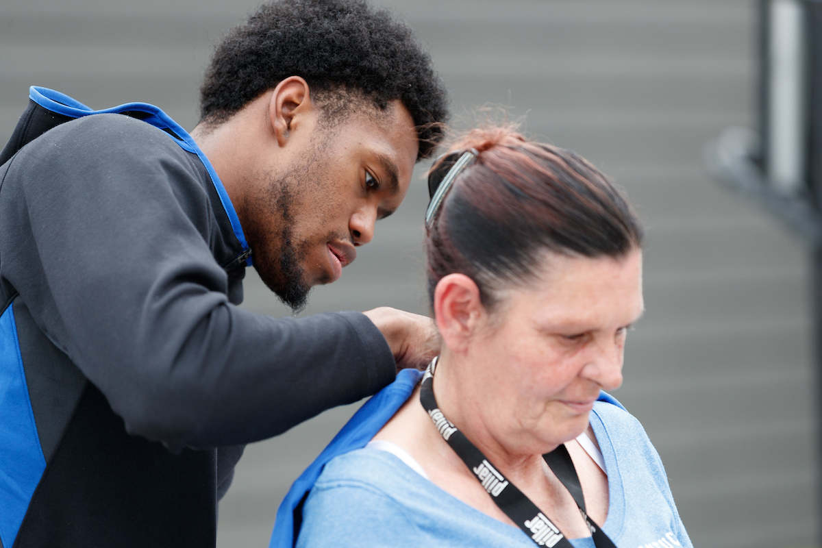 Keion Brooks Jr.

Some of the Kentucky men's basketball team visited the Pillar Community Engagement Center on Tuesday in Crestwood, Kentucky.

Photo by Elliott Hess | UK Athletics