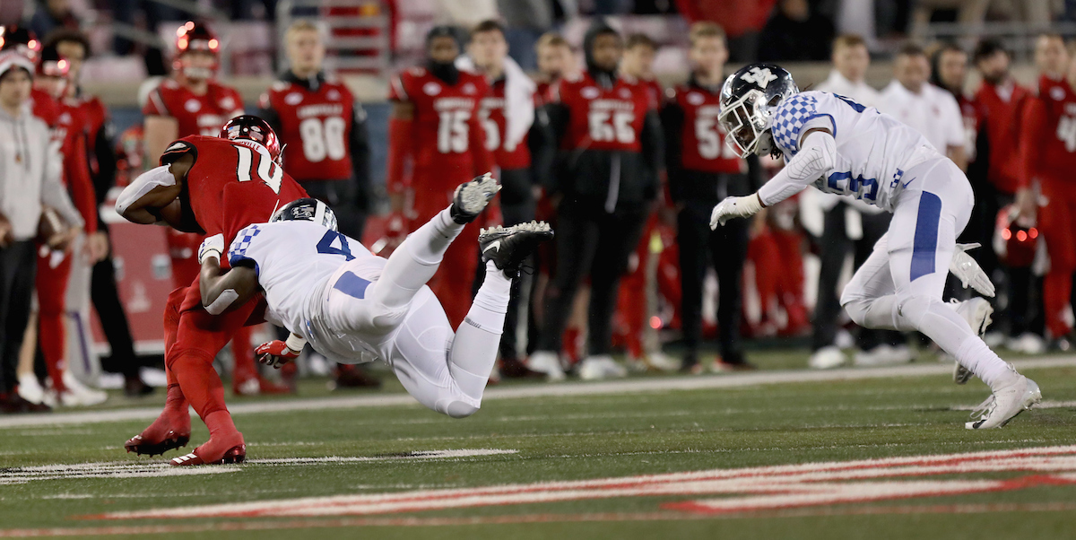 Kentucky Football beats Louisville at Cardinal Stadium 56-10.

Photo By Robert Burge l UK Athletics