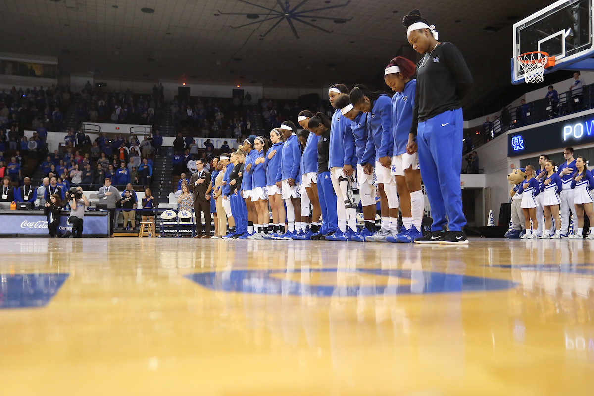 National Anthem. 

The UK women's basketball team falls to South Carolina.

Photo by Eddie Justice | UK Athletics