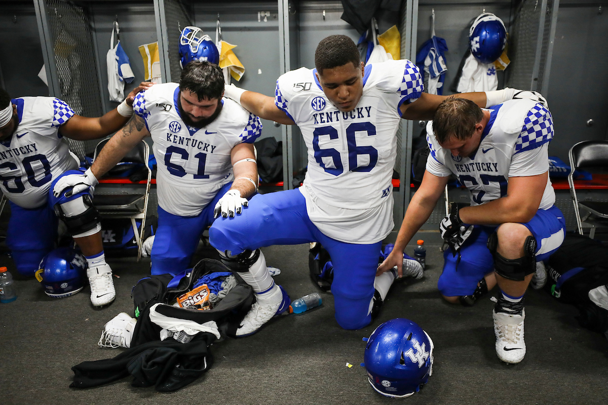Austin Dotson. Naasir Watkins. Landon Young.

Kentucky falls to Georgia 21-0.

Photo by Chet White | UK Athletics