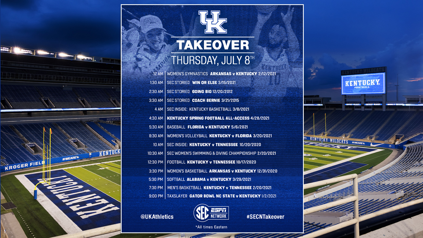 Kentucky Featured on SEC Network “Takeover Day” Thursday