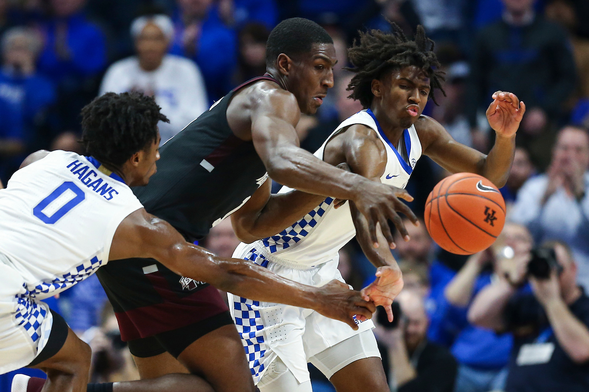 Ashton Hagans. Tyrese Maxey.

Kentucky beat Miss St. 80-72.

Photo by Chet White | UK Athletics