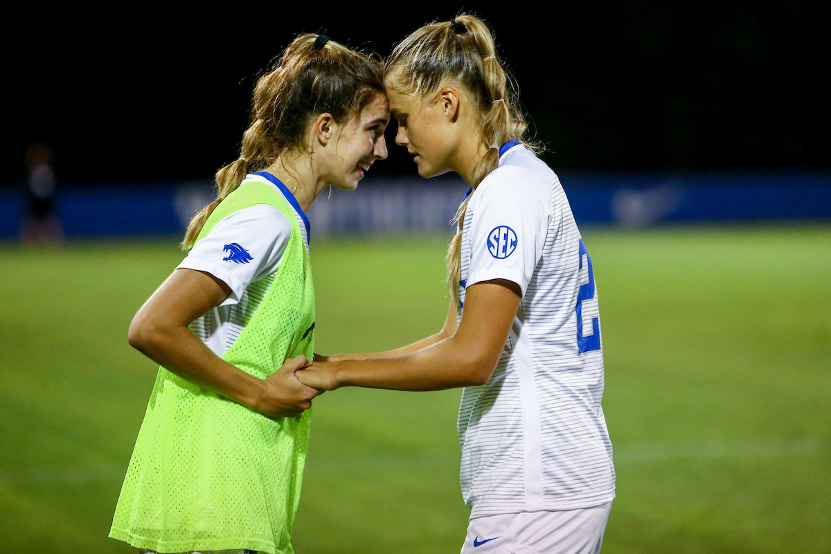 Caroline Trout and Marie Lynge Olesen.Kentucky beats Bellarmine 4 - 0.Photo by Sarah Caputi | UK Athletics