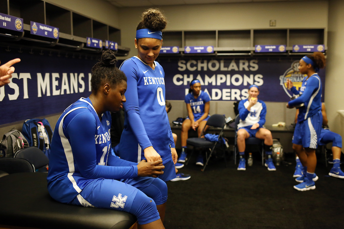 LaShae Halsel, Amanda Paschal

The University of Kentucky women's basketball team beat Alabama in the SEC Tournament on Thursday, March 1, 2018 at Bridgestone Arena in Nashville, TN.

Photo by Britney Howard | UK Athletics