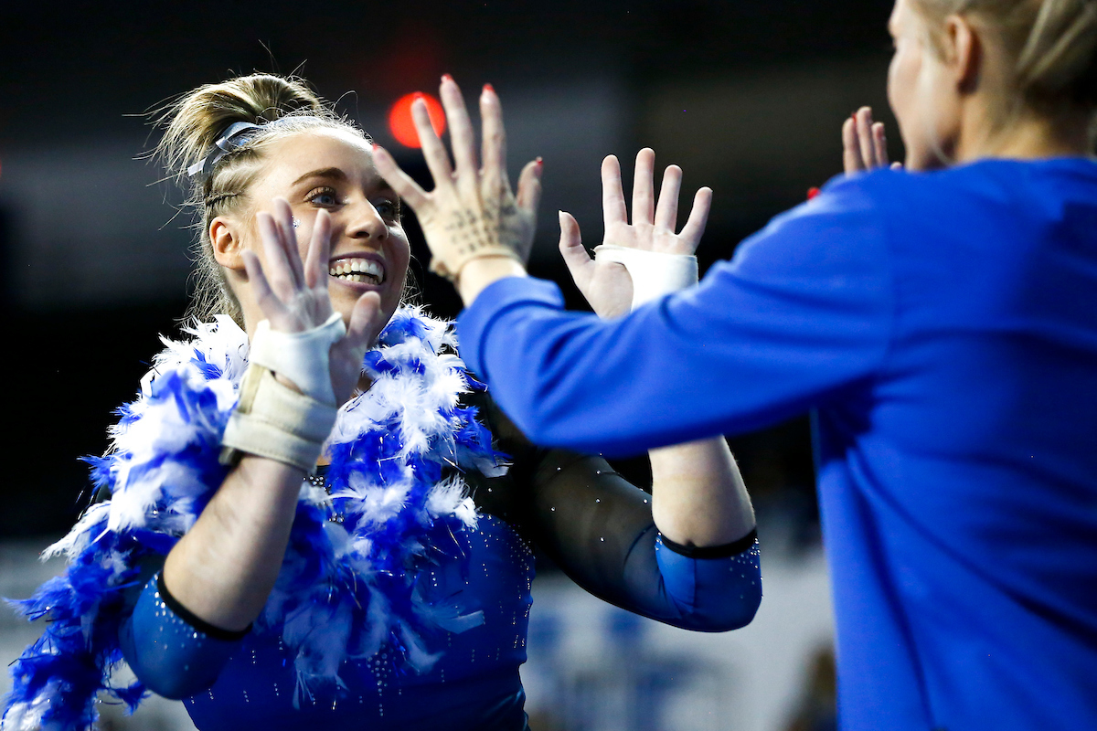 Shealyn Luksik.

Kentucky wins Quad Meet with a score of 197.450.

Photo by Grace Bradley | UK Athletics