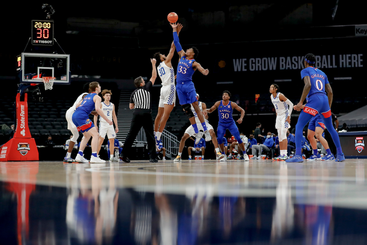 Tip off. Olivier Sarr.

Kentucky falls to Kansas, 65-62, in the State Farm Champions Classic.

Photo by Chet White | UK Athletics