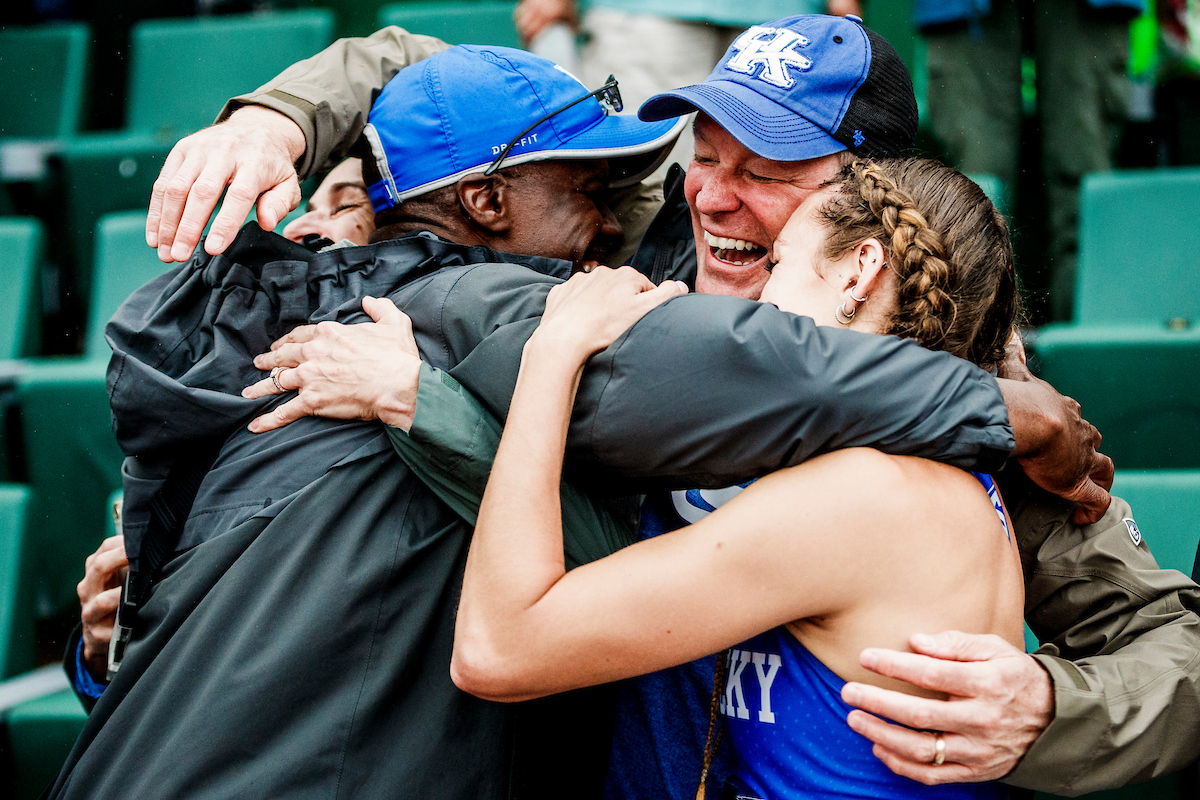 Abby Steiner. Coach Tim Hall.

Day Four. The UK women’s track and field team placed third at the NCAA Track and Field Outdoor Championships at Hayward Field in Eugene, Or.

Photo by Chet White | UK Athletics