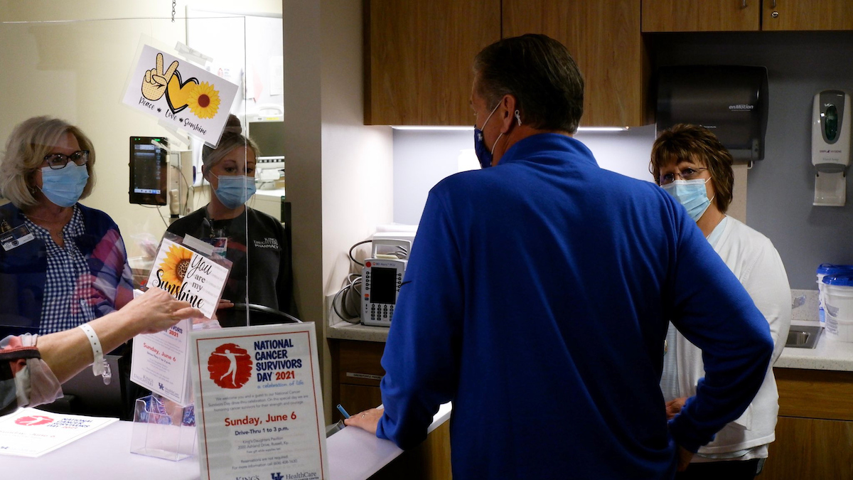 John Calipari and assistant coach Jai Lucas visited the King's Daughters Medical Center in Ashland, Kentucky.