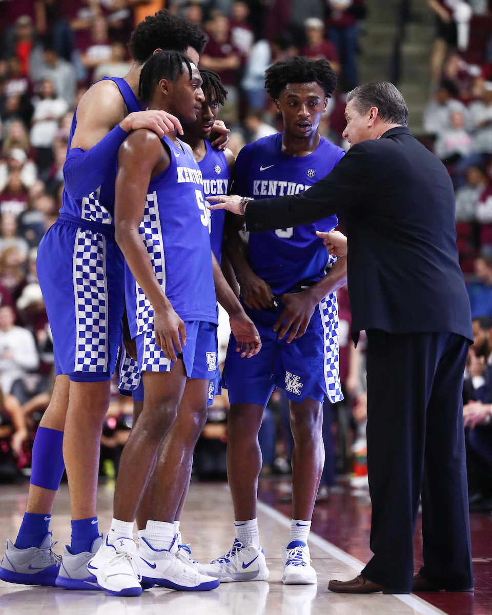 Immanuel Quickley. EJ Montgomery. Tyrese Maxey. Ashton Hagans. John Calipari.

Kentucky beat Texas A&M 69-60.

Photo by Elliott Hess | UK Athletics