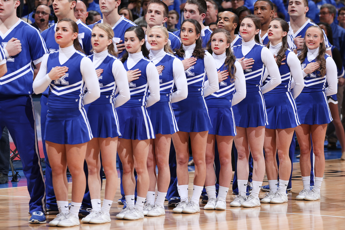Cheerleaders.

The University of Kentucky men's basketball team beat Georgia 66-61 on Sunday, December 31, 2017 at Rupp Arena in Lexington, Ky.

Photo by Elliott Hess | UK Athletics