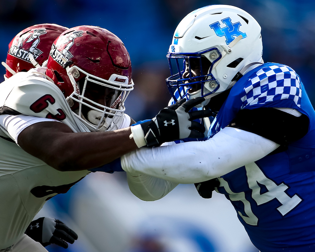 Abule Abadi-Fitzgerald. 

Kentucky beat New Mexico State 56-16.

Photo by Eddie Justice | UK Athletics